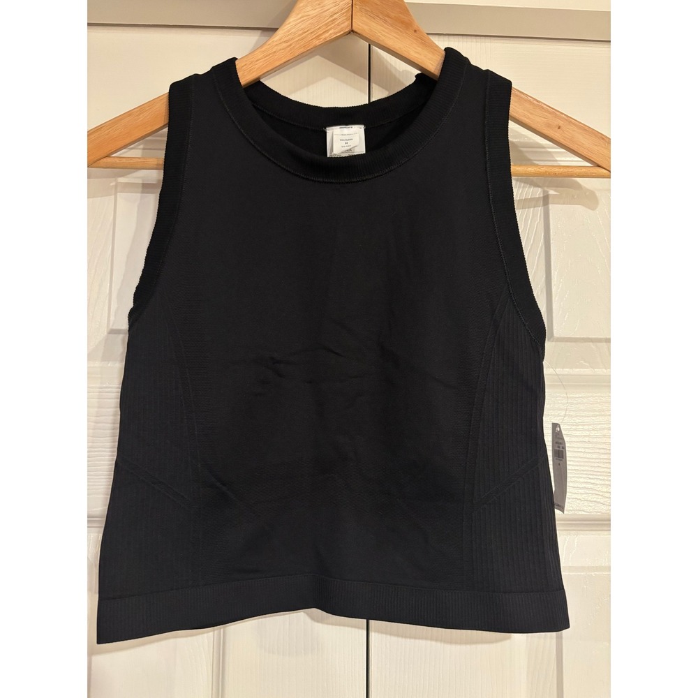 Old Navy Fluid Seamless Fitted Crop Tank Top Black Activewear Women's M NWT - Picture 1 of 2